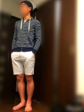 「アイテム（パーカー、ブルー系）」を使った、Ta2さん（メンズ・176cm）の春コーディネート