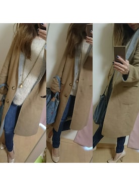 「リバーシブル」｜「アイテム（チェスターコート）」を使った、Sayaさん（レディース・159cm）の冬コーディネート