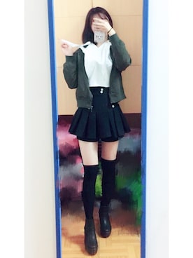 「GRL（グレイル）のアイテム（ナイロンジャケット）」を使った、Dieu_saitさん（レディース・163cm）の秋コーディネート