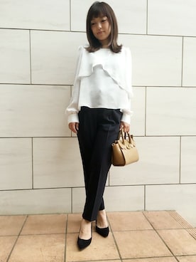 「ドレープブラウス」｜chihiroさん（レディース・150cm）の夏コーディネート