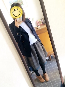 「HusHusH（ハッシュアッシュ）のアイテム（ピーコート）」を使った、monomonoさん（レディース・160cm）の冬コーディネート