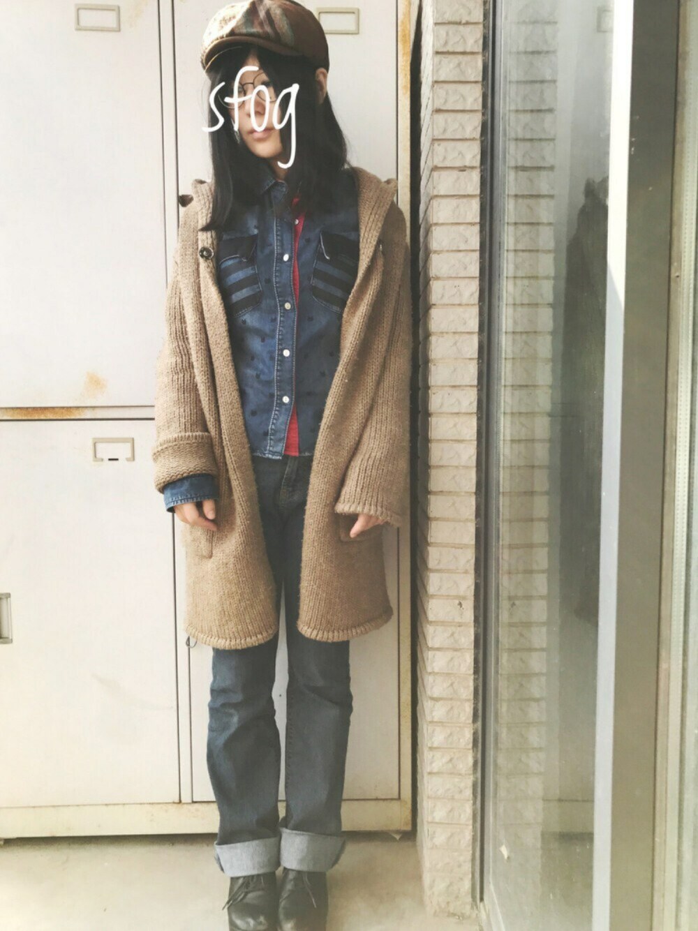 「autumn、jeans、blue」｜「A02のアイテム（シャツ/ブラウス、ブルー系）」を使った、Sfogliatellaさん（レディース・160cm）の秋コーディネートの1枚目の写真