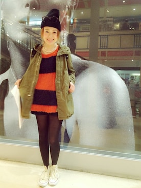 「OMNIGOD（オムニゴッド）のアイテム（ミリタリージャケット）」を使った、Chikako*さん（レディース・163cm）の秋コーディネート