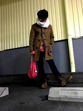 「静岡」｜「アイテム（ダッフルコート）」を使った、やまけんさん（メンズ・178cm）の冬コーディネート