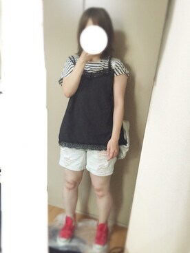 「アイテム（バックパック/リュック、シルバー系）」を使った、Rui❣︎さん（レディース・153cm）の夏コーディネート