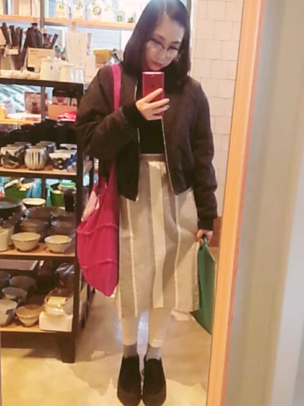 「blouson、shoulderbag、turtleneck、ootd、厚底、woolsocks、COMME des GARCONS、Lanp、longsk、tabio」｜「mlle comin’soonのアイテム（ブルゾン、ブラック系）」を使った、 Saiさん（レディース・151cm）の冬コーディネートの1枚目の写真