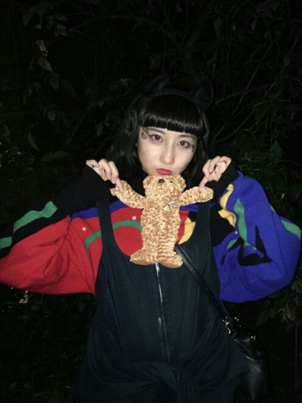 「ハロウィンコーデ、11月WEAR秋冬ニットコーデ祭り、秋コーデ、ニット、つなぎ、Y's、古着、ショルダーバッグ、PAMEO POSE、仮装」｜「G2?のアイテム（ニット/セーター、その他）」を使った、 Saiさん（レディース・151cm）の秋コーディネートの1枚目の写真