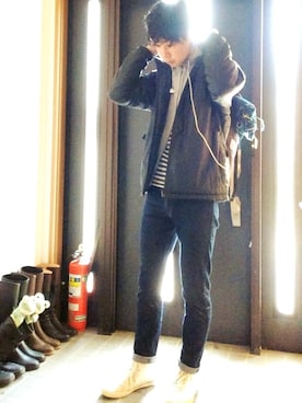 「SAINT JAMES（セントジェームス）のアイテム」を使った、ちょーしんさん（メンズ・181cm）の冬コーディネート