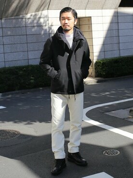 「green label relaxing（グリーンレーベルリラクシング）のアイテム（モッズコート）」を使った、小林 健太さん（メンズ・173cm）の秋コーディネート