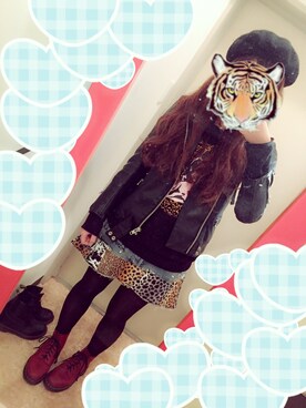 「RNA」｜「アイテム（ライダースジャケット）」を使った、さかなくんさん（レディース・160cm）の冬コーディネート