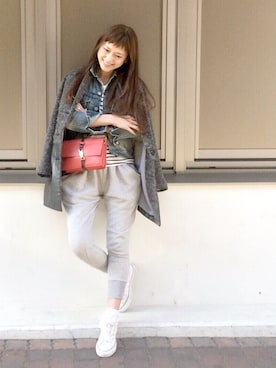 「CELINE」｜「アイテム（チェスターコート）」を使った、原田沙奈子さん（レディース・163cm）の春コーディネート