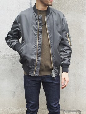「markaware（マーカウェア）のアイテム（ミリタリージャケット）」を使った、K〜ずまさん（メンズ・173cm）の夏コーディネート
