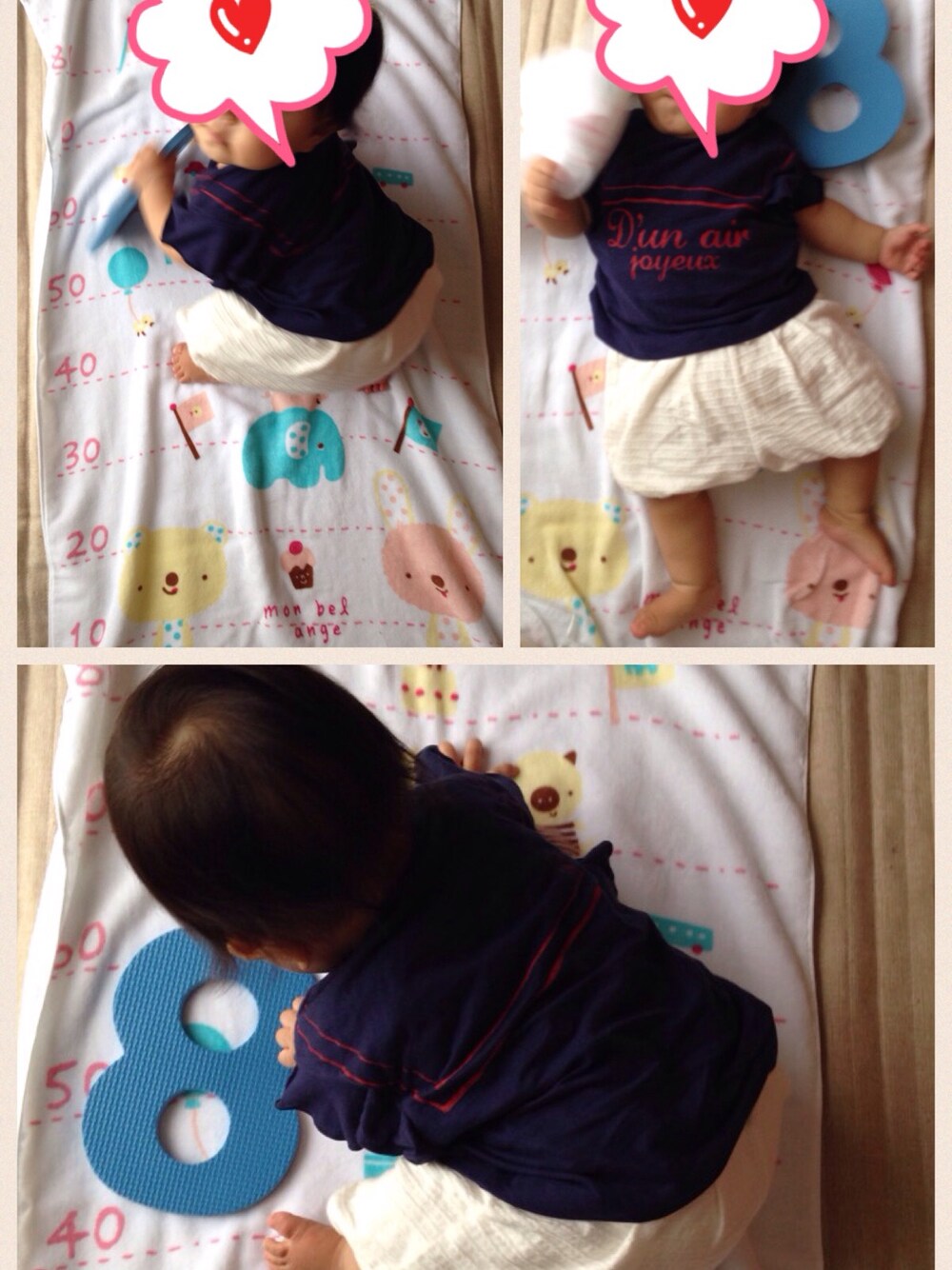 ブルー系のTシャツ/カットソー、ホワイト系のその他パンツ、ホワイト系のその他雑貨を着用したキッズの夏コーディネートの1枚目の写真