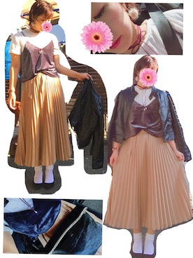 「ベロアキャミ」｜とんさん（レディース・159cm）の秋コーディネート