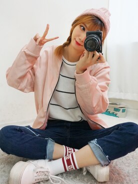 「BLANC..（ブラン）のアイテム（ノーカラージャケット）」を使った、bullangさん（レディース・164cm）の春コーディネート