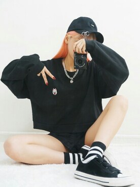 「BLANC..（ブラン）のアイテム（帽子）」を使った、bullangさん（レディース・158cm）の秋コーディネート