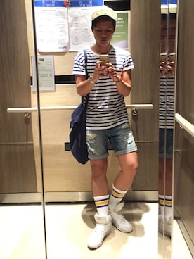 「New look（ニュールック）のアイテム」を使った、SenmilWongさん（メンズ・173cm）の夏コーディネート