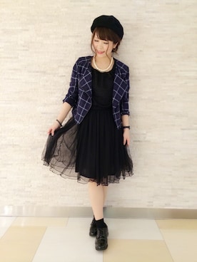 「全身黒」｜「アイテム（ライダースジャケット）」を使った、わかめさん（レディース・158cm）の夏コーディネート