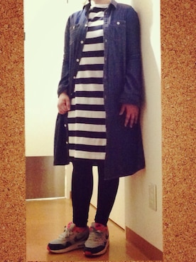 「アイテム（シャツワンピース）」を使った、matu3さん（レディース・158cm）の春コーディネート