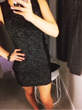 「H&M（エイチ・アンド・エム）のアイテム（ワンピース、グレー系）」を使った、mamiさん（レディース・152cm）の秋コーディネート