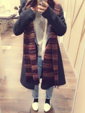 「UNIQLO（ユニクロ）のアイテム（ジャケット/アウター、グレー系）」を使った、mamiさん（レディース・152cm）の冬コーディネート