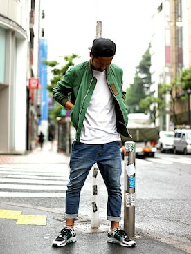 「And A（アンドエー）のアイテム（ジャケット/アウター）」を使った、Kameさん（メンズ・177cm）の春コーディネート