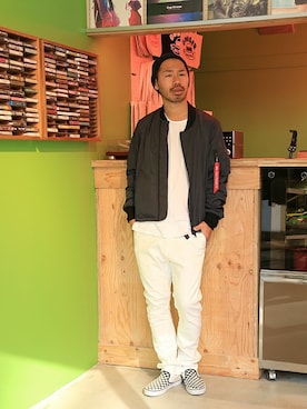 「And A（アンドエー）のアイテム（ジャケット/アウター）」を使った、Kameさん（メンズ・177cm）の春コーディネート