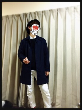 「ウィンドウペン」｜「アイテム（ステンカラーコート）」を使った、yuji@さん（メンズ・176cm）の冬コーディネート