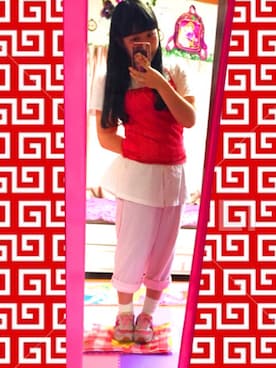 「アイテム（キャミソール、レッド系）」を使った、.さん（レディース・153cm）の夏コーディネート