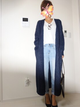 「ボーイフレンドデニム」｜「アイテム（その他アウター）」を使った、suuu.さん（レディース・160cm）の秋コーディネート