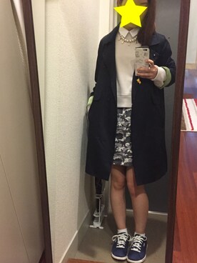 「スウェット×シャツ」｜「アイテム（トレンチコート）」を使った、りーすさん（レディース・148cm）の春コーディネート