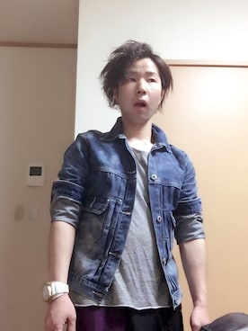 「roshell（ロシェル）のアイテム（デニムジャケット）」を使った、hirokiさん（メンズ・165cm）の春コーディネート