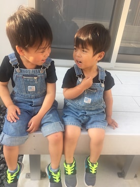 「きょうだい」｜「アイテム（オールインワン・サロペット）」を使った、yuuu♩¨̮⑅*さん（キッズ・100cm）の春コーディネート