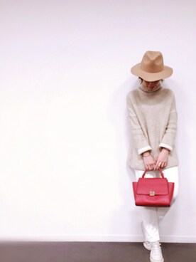 「アイテム（ボストンバッグ）」を使った、KUROさん（レディース・158cm）の秋コーディネート