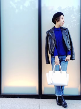 「アイテム（バッグ、ホワイト系）」を使った、KUROさん（レディース・158cm）の冬コーディネート