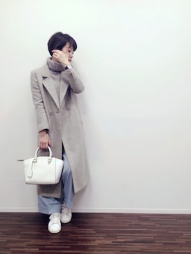 「春カラー」｜「アイテム（その他アウター）」を使った、KUROさん（レディース・158cm）の冬コーディネート