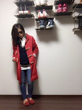 「TODAYFUL（トゥデイフル）のアイテム（ダッフルコート）」を使った、Umechanさん（レディース・156cm）の秋コーディネート