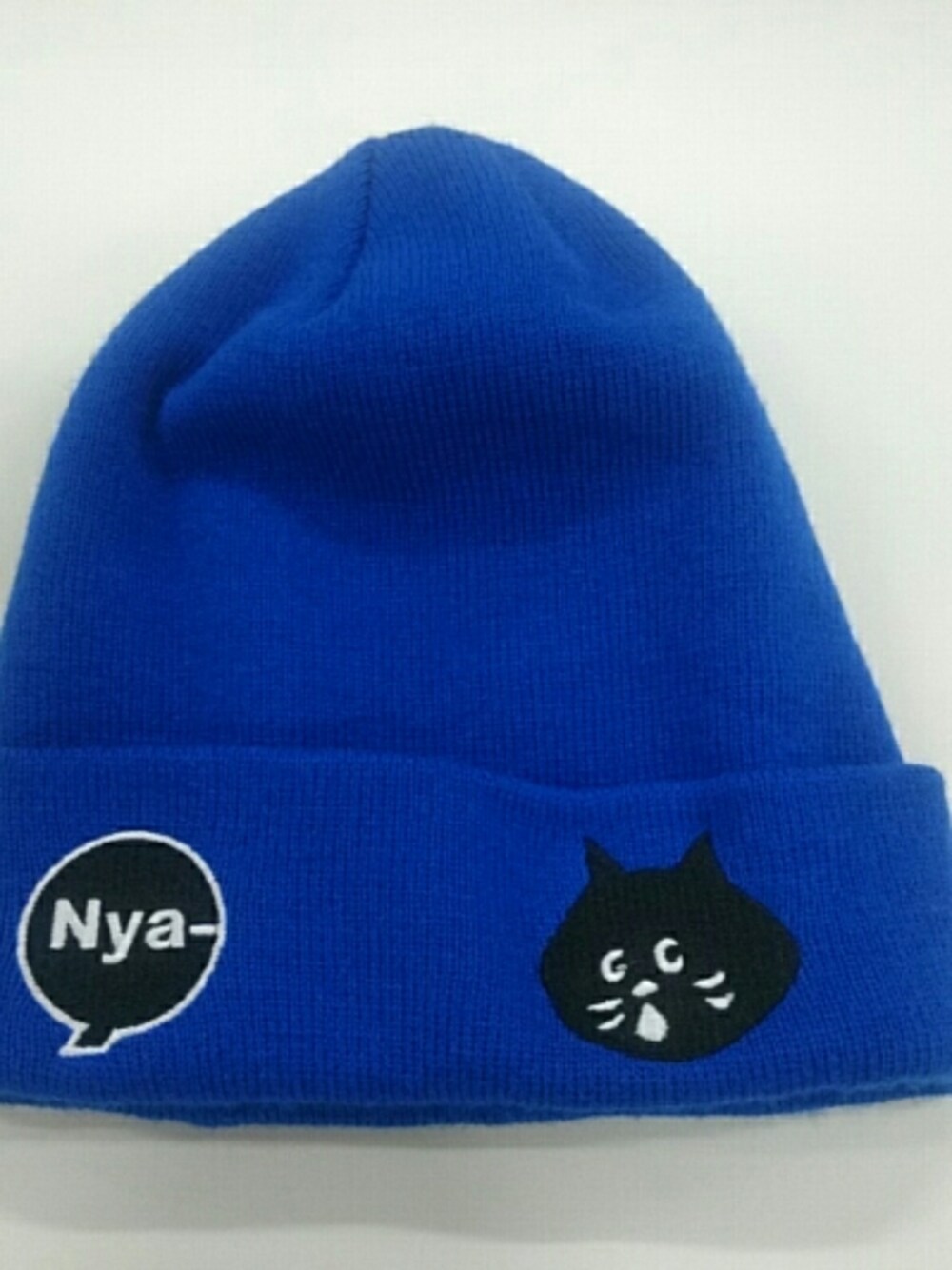「ニット帽、秋、にゃー、ne-net」｜「Ne-netのにゃー×NEW ERA Basic Cuff Knit（ニットキャップ/ビーニー、ブルー系）」を使った、おたべさん（メンズ・179cm）の秋コーディネートの1枚目の写真