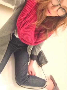 「ハイウエストデニム」｜Yuka Maenoさん（レディース・148cm）の冬コーディネート