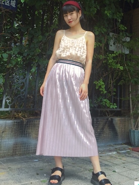 「アイテム（キャミソール、ベージュ系）」を使った、heycat_catcatさん（レディース・162cm）の夏コーディネート