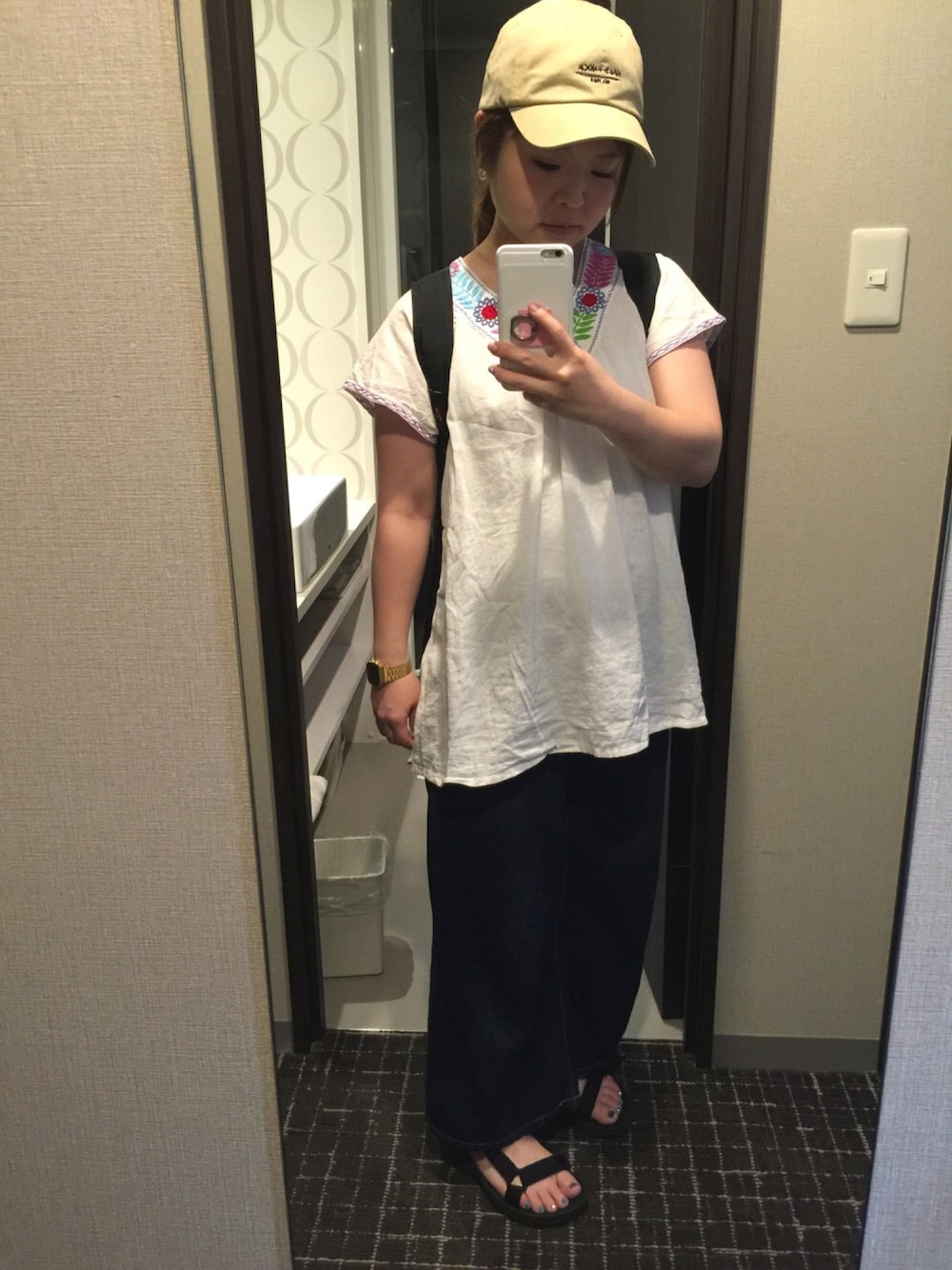 「旅行コーデ」｜「チチカカのアイテム（チュニック、ホワイト系）」を使った、Aya＊さん（レディース・153cm）の夏コーディネートの1枚目の写真
