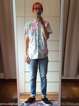 「Analog Clothing（アナログ　クロージング）のアイテム（シャツ/ブラウス、その他）」を使った、Mizuki Hashimotoさん（メンズ・188cm）の夏コーディネート