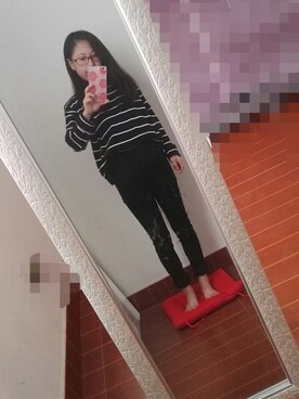 「RAINBOW（レインボー）のアイテム（パンツ）」を使った、choe酱さん（レディース・147cm）の冬コーディネート