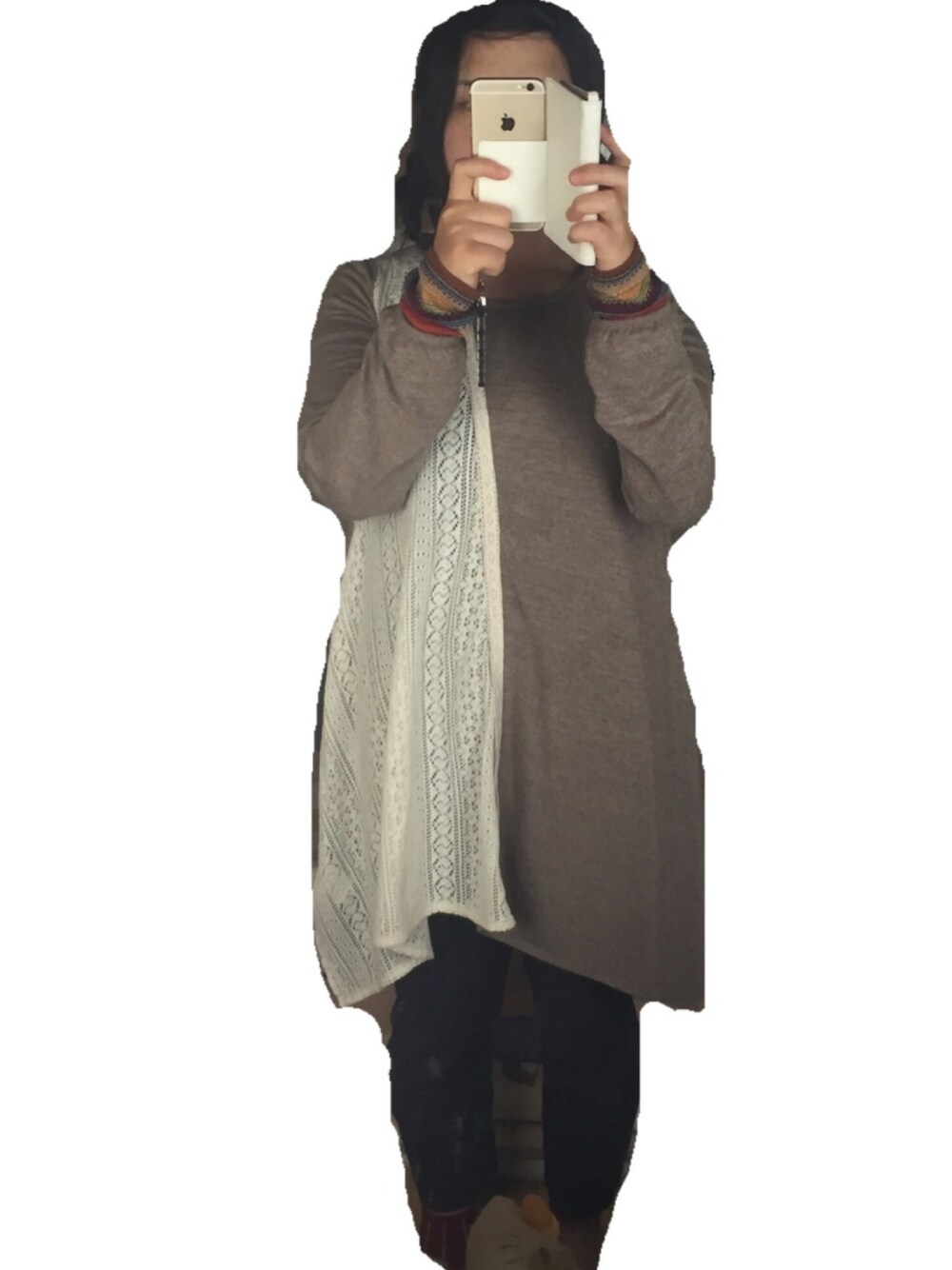 「古着のアイテム（チュニック、ブラウン系）」を使った、さぼてんさん（レディース・155cm）の冬コーディネートの1枚目の写真