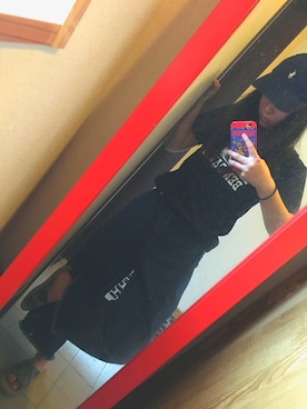 「Right-on（ライトオン）のアイテム（Tシャツ/カットソー、ブラック系）」を使った、aaaarisaさん（レディース・156cm）の夏コーディネート