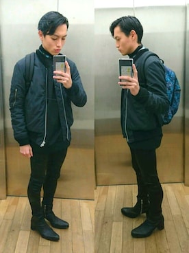 「LAD MUSICIAN（ラッドミュージシャン）のアイテム（ナイロンジャケット）」を使った、たくみんさん（メンズ・168cm）の冬コーディネート