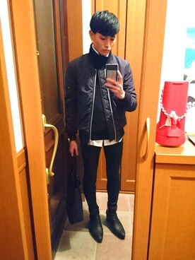 「LAD MUSICIAN（ラッドミュージシャン）のアイテム（ナイロンジャケット）」を使った、たくみんさん（メンズ・168cm）の冬コーディネート