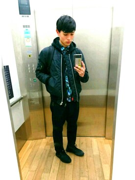 「LAD MUSICIAN（ラッドミュージシャン）のアイテム（ナイロンジャケット）」を使った、たくみんさん（メンズ・168cm）の冬コーディネート