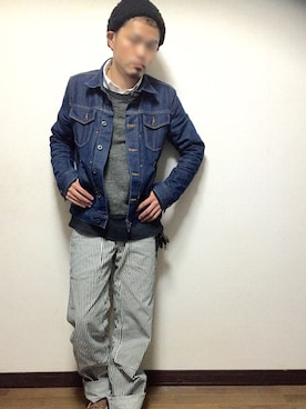 「Johnbull Private labo（ジョンブルプライベートラボ）のアイテム（デニムジャケット）」を使った、shuさん（メンズ・166cm）の秋コーディネート