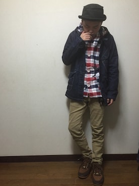 「Johnbull Private labo（ジョンブルプライベートラボ）のアイテム（デニムジャケット）」を使った、shuさん（メンズ・165cm）の冬コーディネート